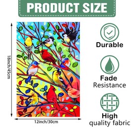 DMERBYL Welcome Spring Summer Bird Butterfly Flowers Double Sided Garden Flag 12x18, Flower and Bird Flags for Yard Lawn Outdoor Decor