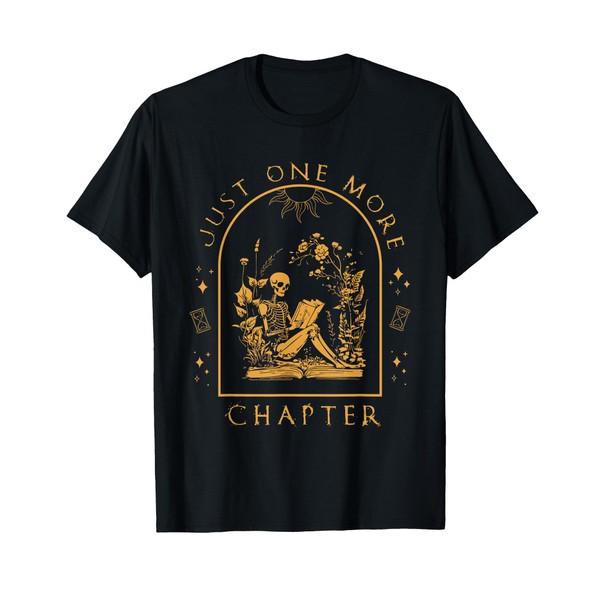Just One More Chapter Vintage Skeleton Reading Book Reader T-Shirt