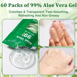 60 Pack Travel Size Aloe Vera Gel Bulk for Face, Hair, Skin & Body