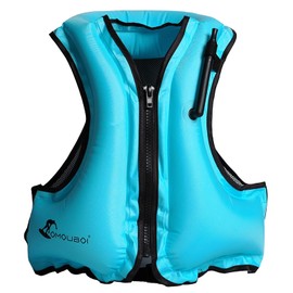 Docooler Life Jacket Inflatable Vest 4 Colors Floating Vest Swim Vest for Adults Lifesaving Device Manual Inflatable Water Sports Snorkeling River Sea Swimming Pool Outdoor etc (blue)