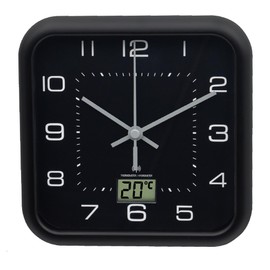 Miraval Wireless Bathroom Clock: Japanese Quartz Movement with Suction Cups for Convenient Mounting with Digital Temperature Display Low Noise 170mm