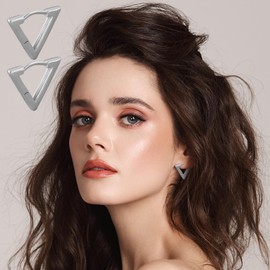 2 Pairs Of Earrings And 1 Storage Bag, Geometric Earrings, 925 Hoop Earrings, Gold Earrings, Women's Gold Earrings, Gold Hoop Earrings (Silver White, Golden Yellow)