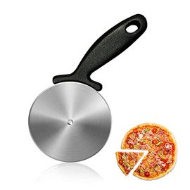 Stainless Steel Pizza Cutter Wheel - Premium & Sharp Durable Slicer with Built-in Finger Guard, Non-Slip Plastic Handle, Dishwasher Safe, Cuts Through Bread, Pasta, Pies, Dough, Desserts