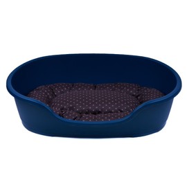 adena Dog Basket 110 x 74 cm Blue + Brown Polka Dots Cushion