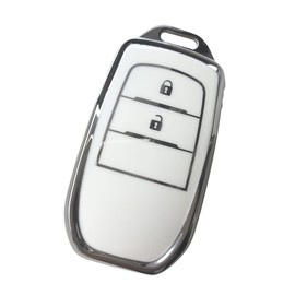 Kinotaka Toyota Exclusive Design TPU 2 Button Smart Key Case for New Yaris Harrier Aqua Late Corolla GR Yaris Key Cover, white