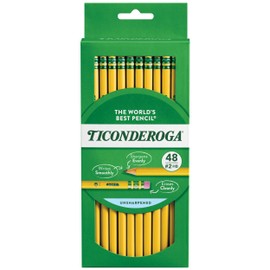 TICONDEROGA Wood-Cased Pencils, Unsharpened, 2 HB Soft, Yellow, 48 Count, 6 Packs, 288 Total Pencils