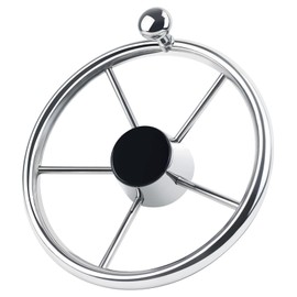 5 Spoke 11 Inch Boat Steering Wheel, Stainless Steel Marine Steering Wheel fit Standard 3/4 Taper Shaft, with Control Knob and Cap for Boats, Pontoon Boats, Yachts