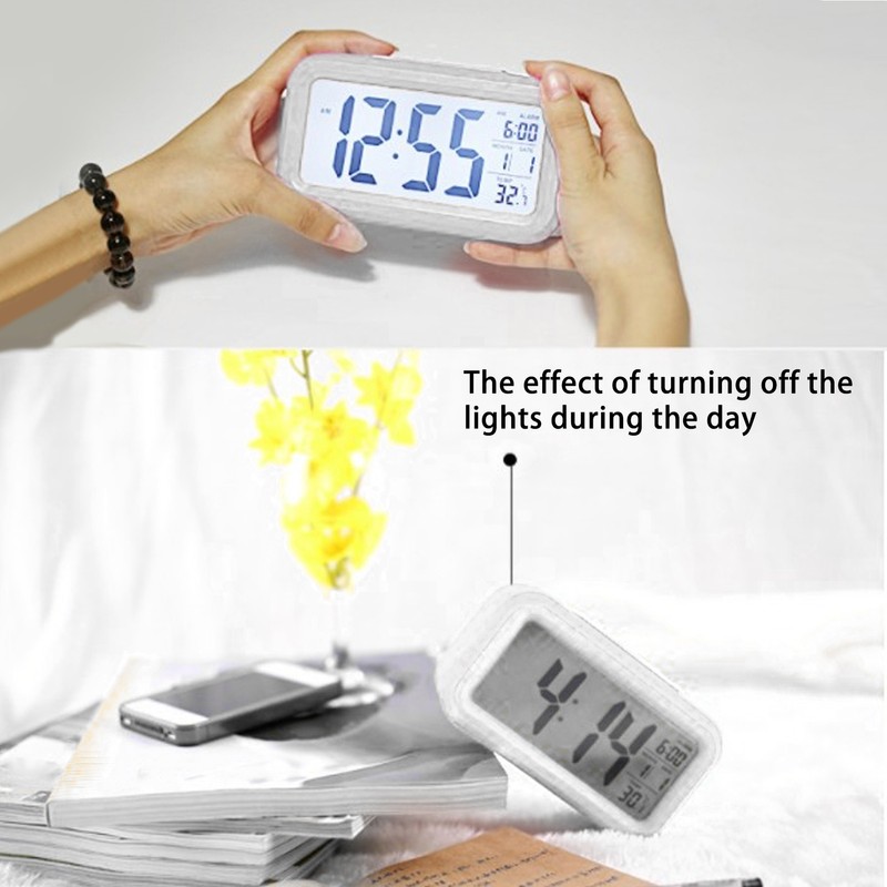 LCD Electronic Clock Large Screen Mute Smart Time Temperature Display