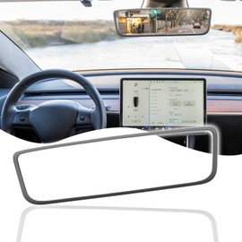 Car Rear View Mirror Silicone Protector Cover,Compatible with Model 3/Y Interior Trim Frame Decoration,Rearview Mirror Edge Cover,Pink Rear View Mirror Accessories,Car Accessories,Gray