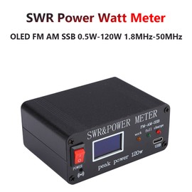 Shortwave Antenna Tuner 1.8MHz-50MHz SWR Power Wavelength Meter with Buzzer Alarm Function for Standing Wave Measurement