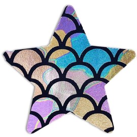Outdoll Rave Mermaid Scale Star Nipple Cover Pasties, Disposable Nipple Covers, Bra Pad, Party, Festival, Self-Adhesive No Show Bra For Women (1 Pare)
