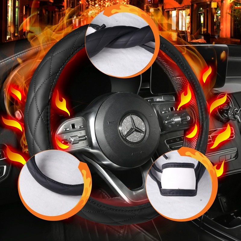 Heated Steering Wheel Cover - WARMITORY Luxury Steering Wheel Heater,