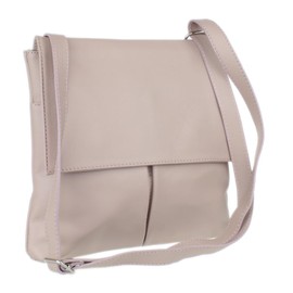 Girly Handbags Double Pocket Italian Genuine Leather Messenger Bag Crossbody Shoulder Bag-Medium Dusty Pinky Nude