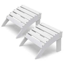 IVY&LANE Outdoor Adirondack Ottoman | Folding | Set of 2 | HDPE | White | All Weather | Waterproof Patio Footrest for Adirondack Chair | Poly Lumber Foot Rest for Deck Backyard