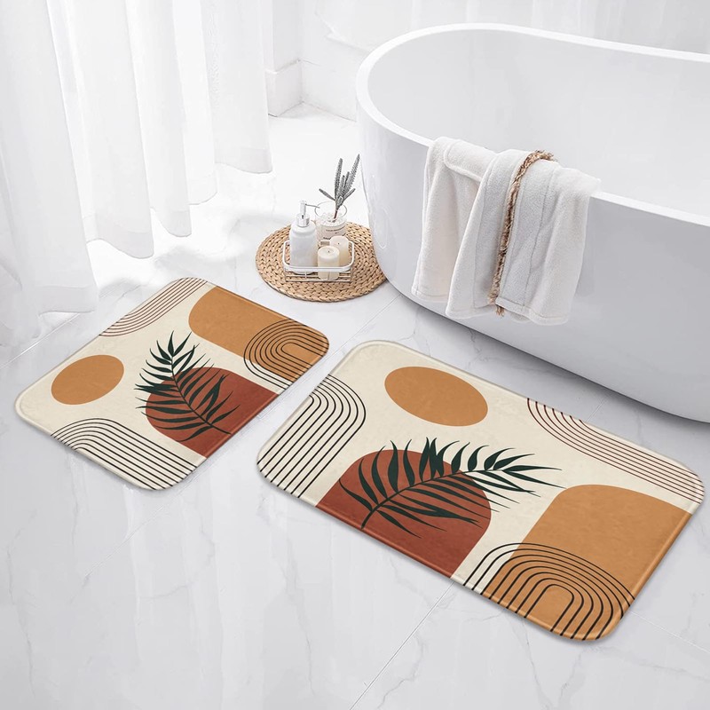 Britimes Boho Mid Century Bathroom Rug Mat Set of 2,