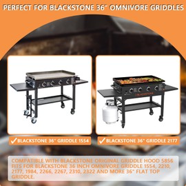 Upgrade Hinged Lid for Blackstone 36" Omnivore Griddle Hood, 5856 Visualized Glass Hard Cover/Clear View Lid for Blackstone 2210 1554 2177 etc. 36" Omnivore Flat Top Griddle Accessories w/Thermometer