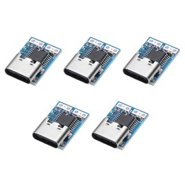 MECCANIXITY 5Pcs USB-C PD 12V DC Fixed Voltage Power Trigger Module,0.7x0.4 Inch 5A Type-C Female Input Fast Charge Trigger Decoy Board for Notebook Power Supply, Blue