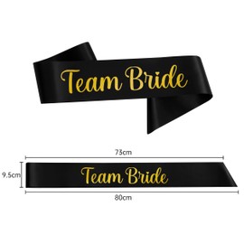 Satin Black Hen Party Sash Hen Do Fancy Dress Team Bride Bridesmaid Hen Party Wedding Mother of The Bride Elegant Accessories – Choose Sash Design (Team Bride)