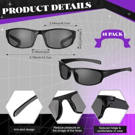 Leumoi 18 Pairs Sports Sunglasses Tactical Running Sunglasses Driving Shade Motorcycle Glasses for Men Women Youth(Stylish Color)