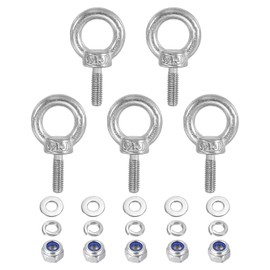 PATIKIL M3 x 9mm Lifting Shoulder Eye Bolts Set of 5 304 Stainless Steel Threaded Eye Bolts with Lifting Rings with Nuts and Washers Perfect for Hammocks Articles Hanging