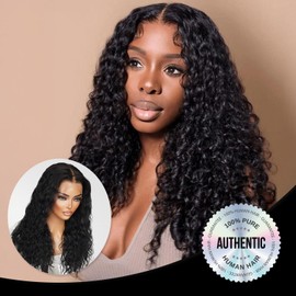 GLAM21USA UPSCALE 100% Human Hair Glueless 360 Drawstring Wig Water Wave Natural 20 inch