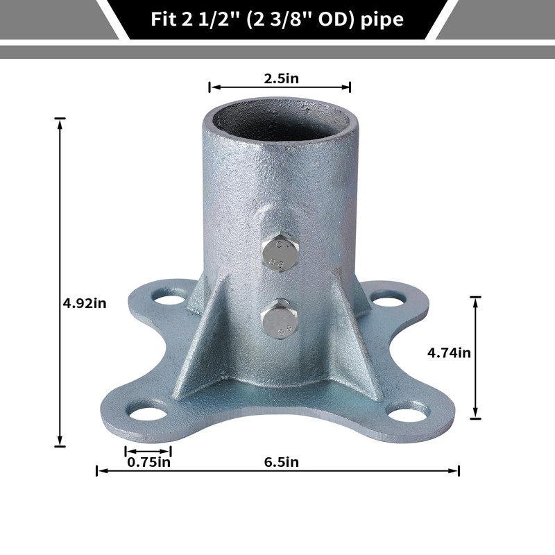 HOOBBS Chain Link Fence Post 2 1/2" Floor Flange, Pipe