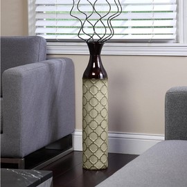 Hosley Metal Brown Tones Moroccan Embossed Floor Vase 28.5 Inch High. Great Vase for Dried Floral Arrangements Craft Projects Ideal Gift for Wedding Special Occasion Home Office