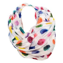 JameStyle26 Colour Gradient Dots Silk Summer Loop Gradient Rainbow Silk Plain Round Scarf Stole Scarf Light (White)