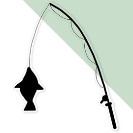 Extra Large 460mm 'Silhouette of A Fishing Rod and Fish.' Transparent/Clear Sticker Decal for Windows/Cars/Walls (DC00138783)