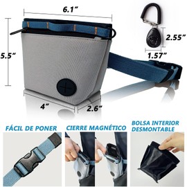 Bolsas de Premios para Perros,Riñonera Portátil para Pasear al Perro,Bolsa de Premios para Entrenamiento Manos Libres,Incluye Clip para Cinturón,Correa de Hombro Ajustable,Clicker de Entrenamiento