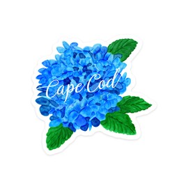 Die Cut Sticker Cape Cod, Massachusetts, Hydrangea, Watercolor, Contour Vinyl Sticker 1 to 3 inches (Waterproof Decal for Cars, Water Bottles, Laptops, Coolers), Small