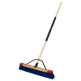 Harper 24 Inch Push Broom with Stiff Bristles, Premium Heavy Duty Outdoor Wet/Dry Rough-Surface, for Mulch, Gravel, Oil Dry, Dirt, Soil, with Long Wooden Handle