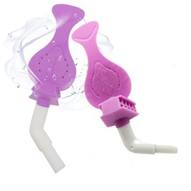 SMILEHEVEN Silicone Suction Connecting Shield, Mouth Prop Saliva Shield with HVE Suction Tube, Purple, Pack of 2