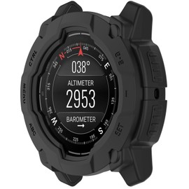 AWADUO Compatible with Garmin Instinct E 45mm Protective Case Cover, Smartwatch Silicone TPU Protective Case Cover Shell Soft and Durable Watch Accessories(Black)