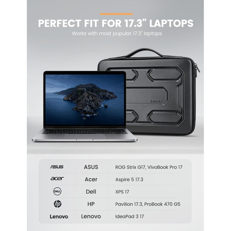 DOMISO 17 inch Laptop Sleeve with Handle Shockproof Computer Bag