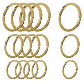 Cerbery - Hardened Steel Key Ring Set - 5 x 30 mm, 5 x 25 mm, 5 x 20 mm - Ring Key Ring Key Ring Key Holder (Gold)
