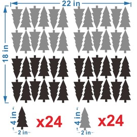 ANFRJJI Removable PVC Pine Tree Wall Stickers - 48pcs Woodland Forest Tree Decals for Kids Room and Home Decor - 2 Colors Peel and Stick Nature Wall Art - Small Size JWH192 (Black+Gray 4"x2" inch)