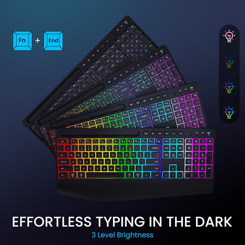 Wireless Keyboard and Mouse Combo - Dual System RGB Backlit