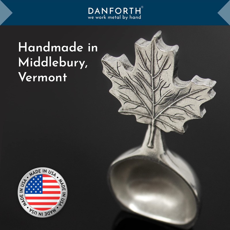 DANFORTH – Freestanding Maple Leaf Coffee Scoop/Spoon, Pewter, 3.75”, Made