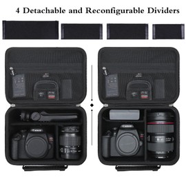 Aproca Camera Case for Canon EOS Rebel T7, R50, R6 Mark II, R100, R50 V, R8, T6, R10, SL3, R5 Mark II, 5D Mark IV, R7, 90D, R5, T100 Camera, Lens and Tripod with 4 DIY Dividers and a Shoulder Strap