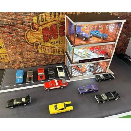 YCID Diecast and Dioramas 1/64 SCALE, MUSCLE CAR MOTORS WITH USED CAR LOT AND STREET SCENE, NO CARS !