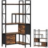 CHOEZON Corner Bookshelf, 5-Tier L-Shaped Bookcase with Drawers and Storage