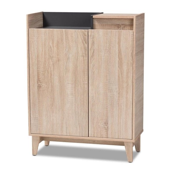 Baxton Studio Fella Mid-Century Modern Two-Tone Oak Brown and Dark