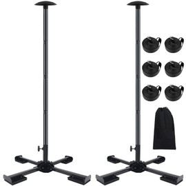 VEITHI Boat Cover Support Poles Heavy Duty 2 Pack, Stainless Steel Boat Cover Support System with Metal Cross Base, 16” to 59” with Adjustable Strap - Black