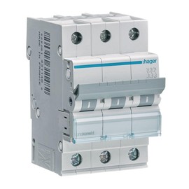 Hager MCN325 Biconnect Circuit Breaker Clamping System Three-Current (3P), Characteristics C up to 25 Ampère, 6kA Short Circuit Resistance