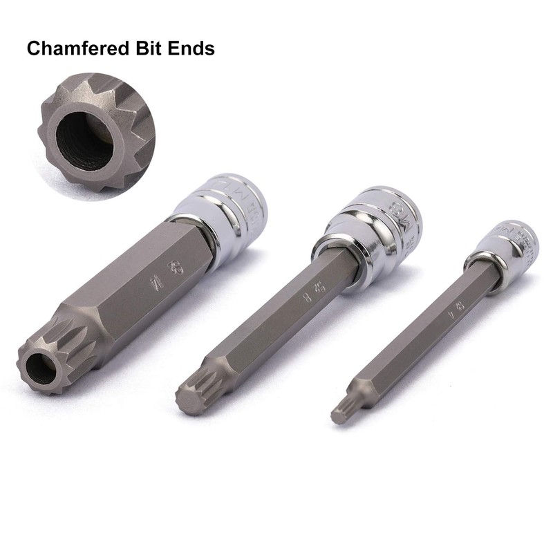 CASOMAN 10 Piece Spline Tip Bit Socket Set, M-Type, S2