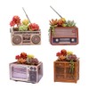 Retro Radio Flowerpot Resin Planter Decorative Vase for Home Office