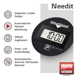 Needit Electronic Parking Disc Park Lite One I Automatic Parking Disc Electric with Approval from the Federal Motor Transport Office I Digital Parking Meter with 2 Displays I Functional, Durable &
