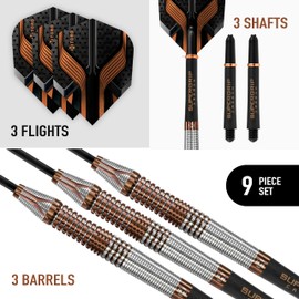 Harrows Toro 90% Tungsten Steel Tip Darts Set 22g, 23g, 24g & 25g - Includes Supergrip Carbon Midi Shafts & new 100 Micron Toro Flights