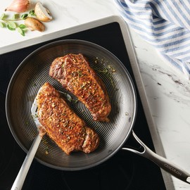 Circulon Clad Stainless Steel Frying Pan/Skillet with Hybrid SteelShield and Nonstick Technology, 12.5 Inch - Silver
